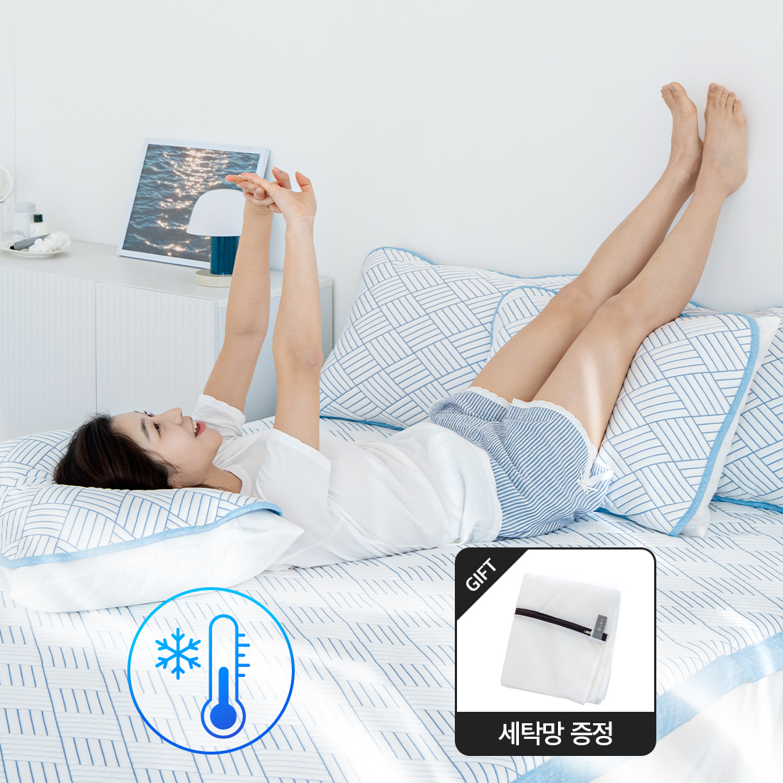 [앵콜할인/사은품증정] 여름 접촉냉감 쿨링 3중직 고정밴딩 냉감패드 2colors