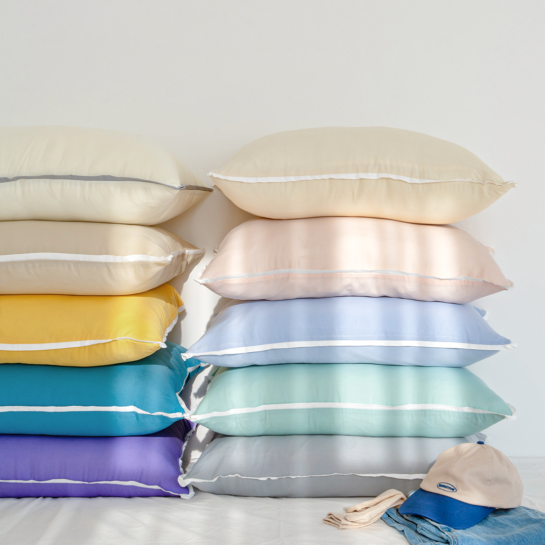 몽글몽글 딥슬립 부드러운  워싱 항균 다운필솜 알러지케어 사계절 베개커버 10colors